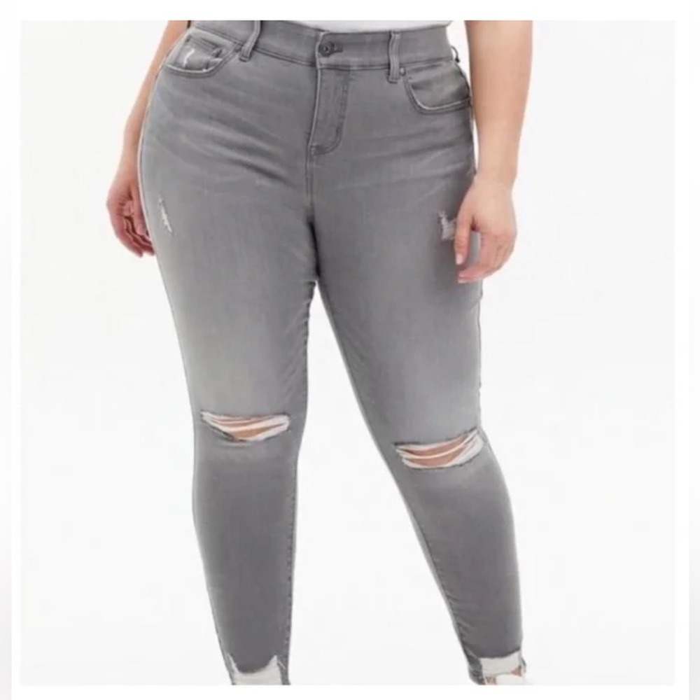 Torrid Bombshell Skinny Super Soft High-Rise Destructed Jean